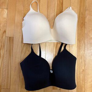 Knix Wing Woman Bra Size 8+ Nude/Beige  & Black Lot of 2 Comfort Wire Free